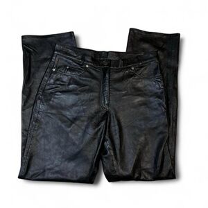 Whet Blu Women's 14 Leather Pants Wide Straight Leg Black Buttery Soft Lined